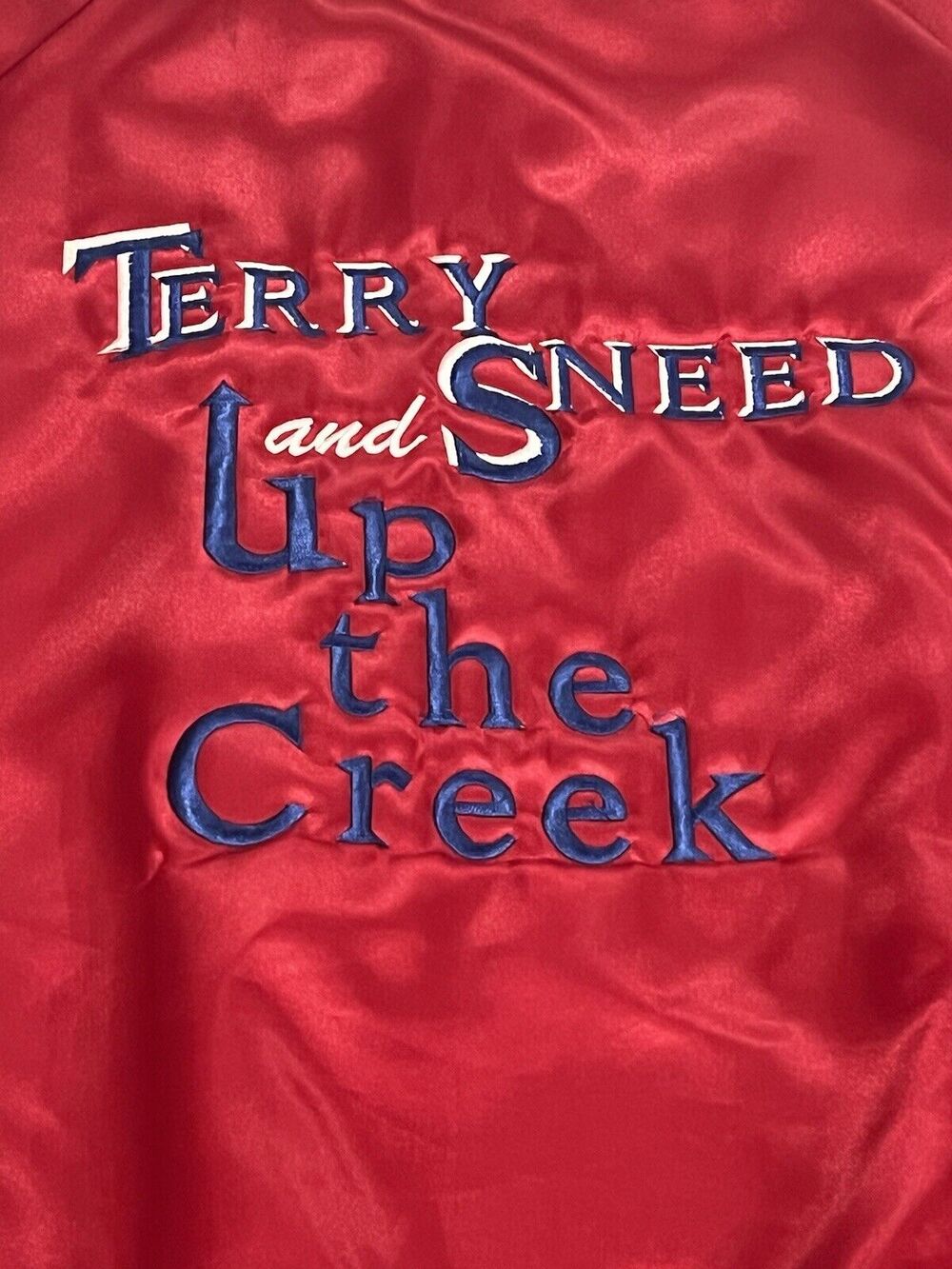 VTG Red West Ark Band Bomber Jacket Size XL Terry Sneed & Up The Creek EUC Slim